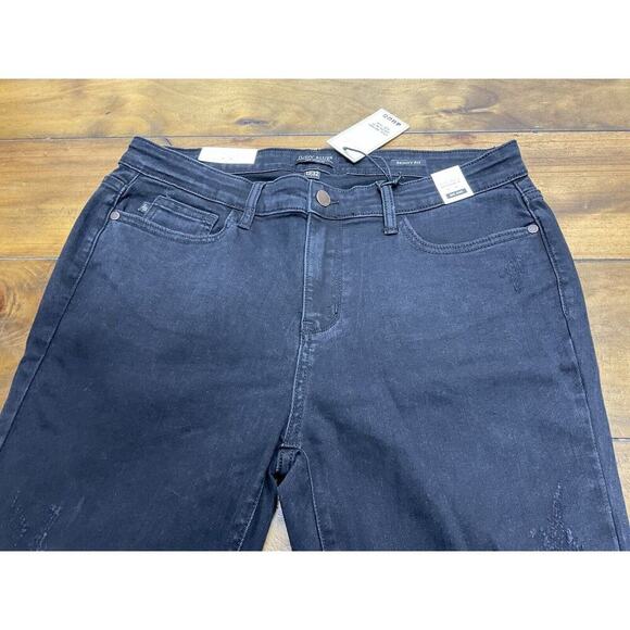 Judy Blue Jeans Womens 15/32 Black Distressed Leopard Patch Mid-Rise Skinny NWT - Picture 3 of 11